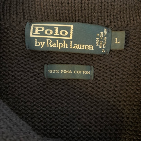 Gently Used Vintage Polo by Ralph Lauren Jersey shawl-Collar pullover Men size L - Picture 3 of 4